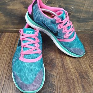 Nike Womens Free 4.0 Emerald Running Sneaker Shoes 729515-300 Womens Size 7.5